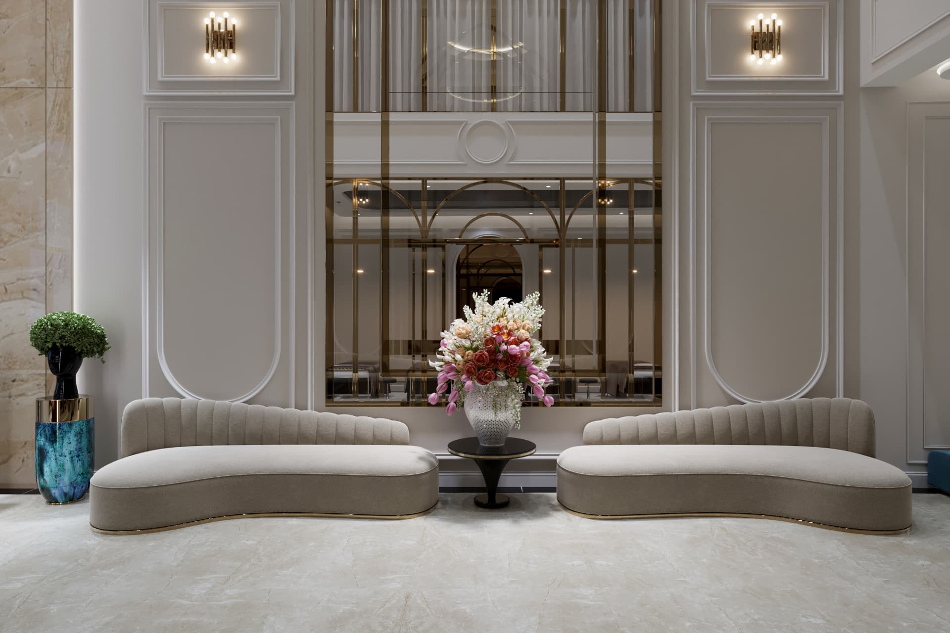 Luxury hotel lobby lounge